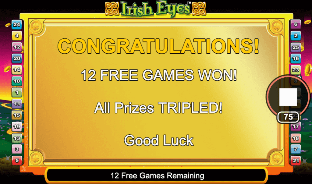 Free Spins Bonus Round, 12 Free Spins in Irish Eyes Online Slot