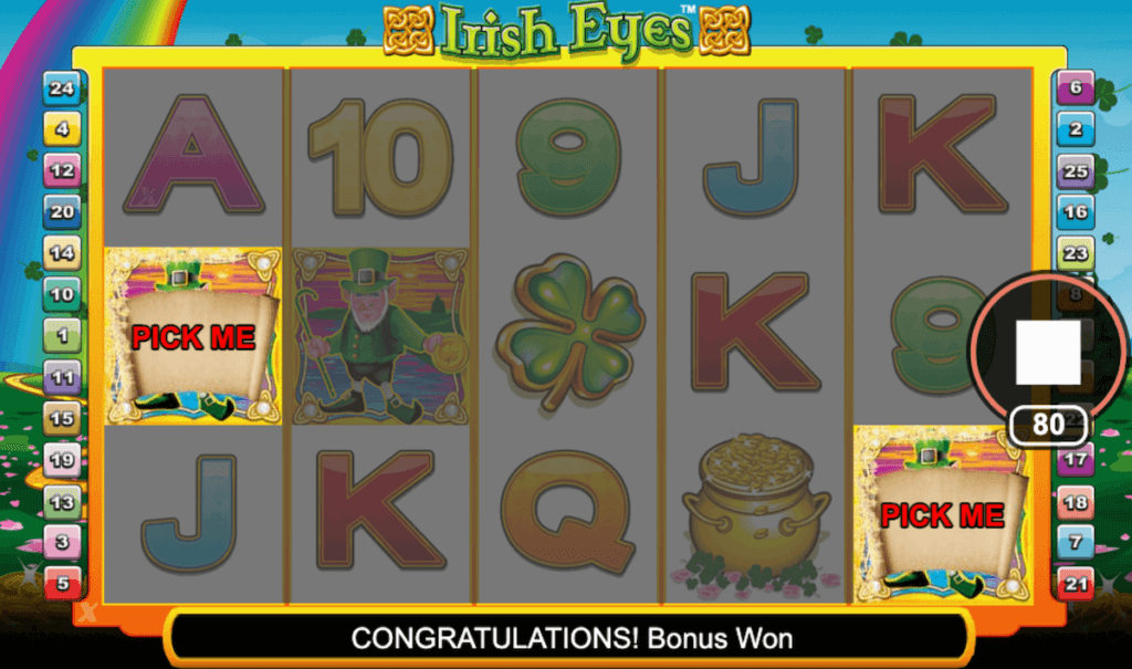 Pick and Win feature in Irish Eyes Online Slot