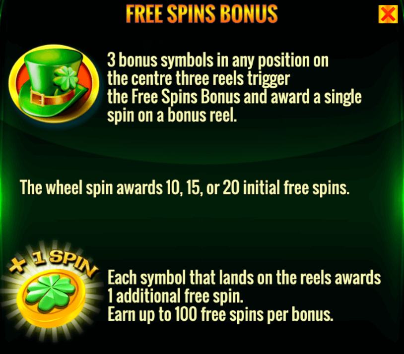 Free Spins Bonus Games in Irish Magic online slot