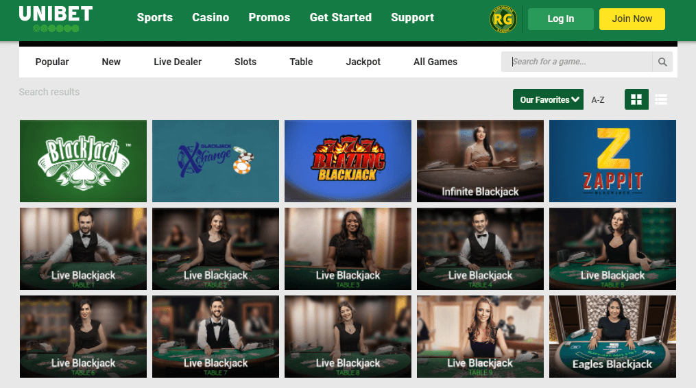 Unibet has a decent blackjack selection