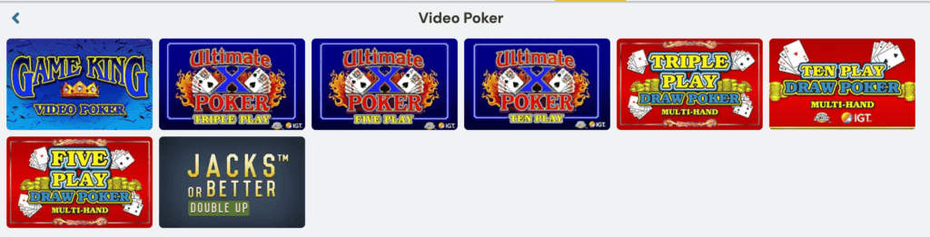 video poker at betrivers