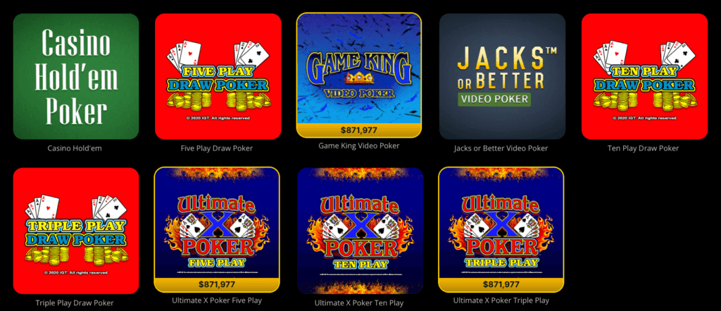 video poker games at DraftKings