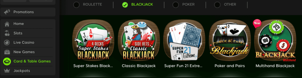 blackjack options at 888
