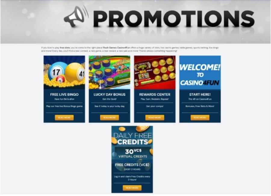 Offers and Promos - Grab a Bonus at Rush Games Casino4Fun