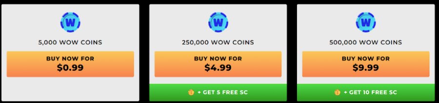Buy WOW Coins by Choosing One of the Store Packs